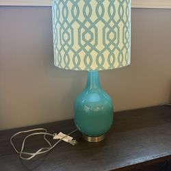 Teal 27” Table Lamp + Drum Shade