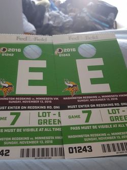 Redskins Vikings Parking Pass Tickets