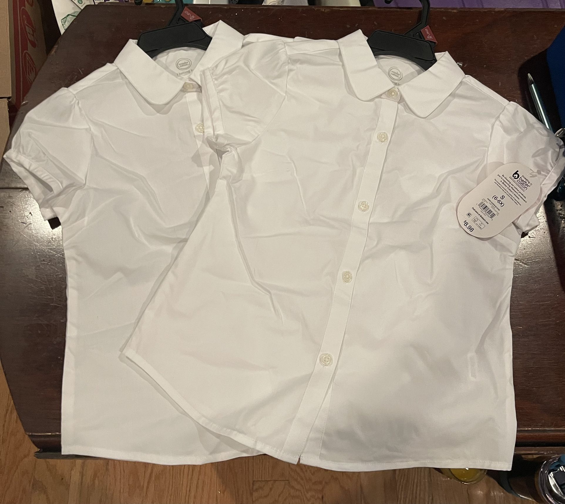 Girls Small 6x White 2 School Shirts