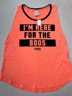 PINK Victoria’s Secret Halloween “I’m Here For The Boos” Orange Tank Top MEDIUM NEW