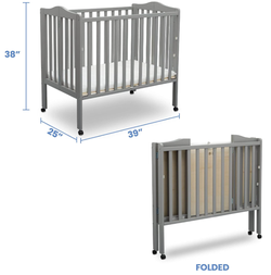 Folding Portable Mini Baby Crib - Grey - Excellent Condition