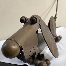 VINTAGE LARGE METAL DACHSHUND SCULPTURE 