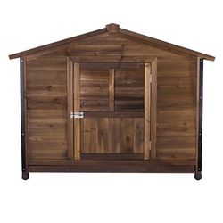 Unique All-Around Iron Frame,Outdoor Large Wooden Cabin House Style Wooden Dog Kennel