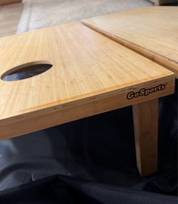 Regulation Size Bamboo Cornhole Boards w/ Bags & Carrying Case