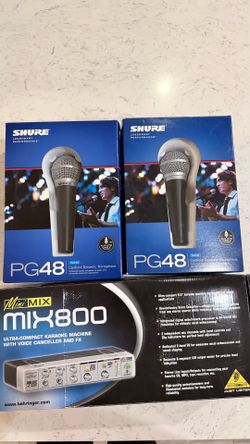 Karaoke Bundle – 2 Shure PG48 Microphones + Behringer MIX800 Vocal Effects Processor
