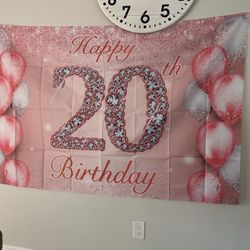 Happy 20th Birthday Rose Gold Banner Cheers to 20 Years Old