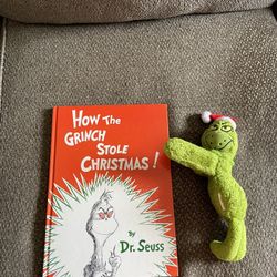 Dr Seuss How the Grinch Stole Christmas hardback book with grinch slap bracelet toy bundle