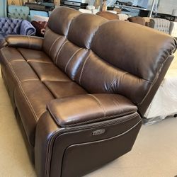 Leather Power Recliner Sofa 