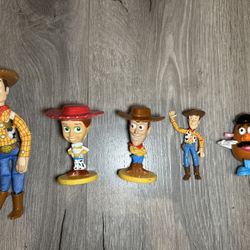 Vintage 1990s Disney Toy Story Woody & Mr. Potato Head Figures (5 Pieces)