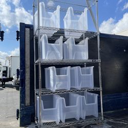 6 Ft Metal Shelf with Bins $199 