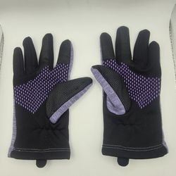 Hand Gloves with Grip Black Purple Women's Size Large 8" Length