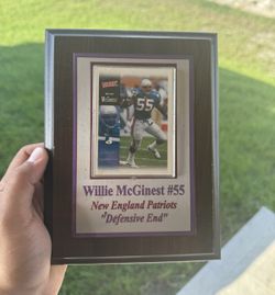 Willie McGinest Patriots Card Plaque, Graded PSA 10