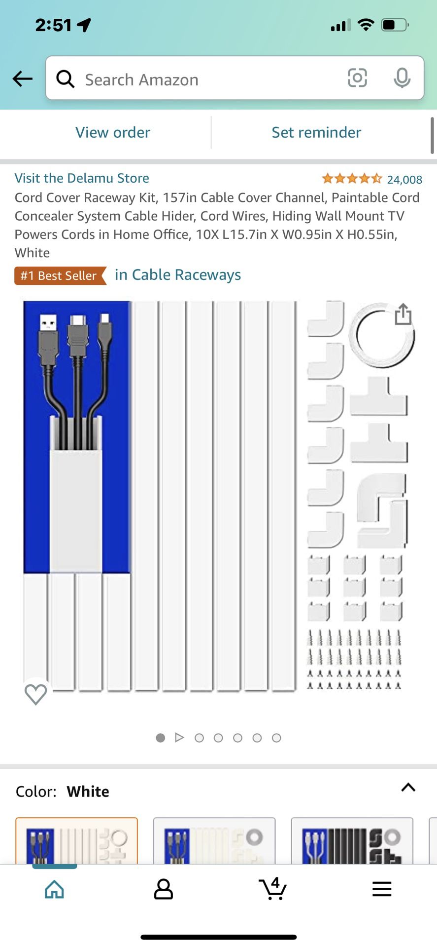Cord Cover Raceway Kit, 157in Cable Cover Channel, Paintable Cord Concealer  System Cable Hider, Cord Wires