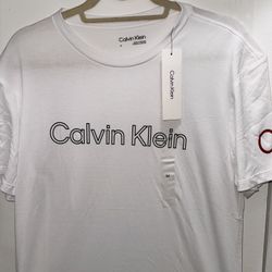 Calvin Klein Men’s White T -shirt Médium Short Sleeve Logo New With Tags 