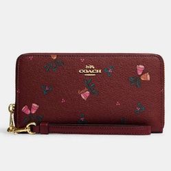 Coach Accordion Zip Wallet With Holiday Bells Print
