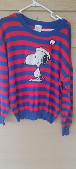 SNOOPY RED/BLUE STRIPPED SWEATER SIZE XXL IN GREAT CONDITION