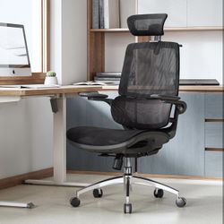 New assembled Ergonomic Office Chair, Desk Chair with 3D Flip-up Armrests, Computer Chair with Dual Back Design and Adaptive Dynamic Lumbar Support