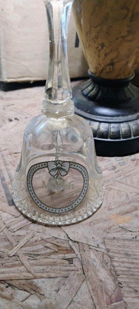 Vintage March Lead Crystal Handbell