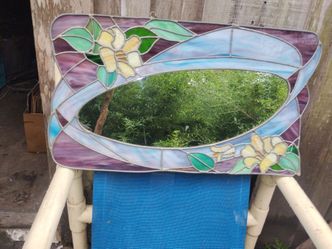 Stained glass with oval mirror