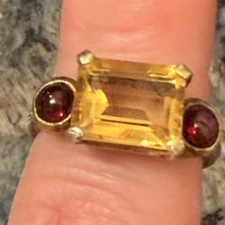 Citrine And Garnet Ring, Size 5