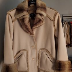 Suede Coat with Faux Fur Lining ( Dennis Basso)