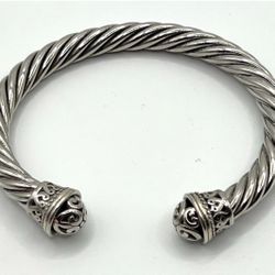 FREE SHIPPING! Carolina Herrera 925 Sterling Silver Hollow Cable 7mm Bracelet 7” #725