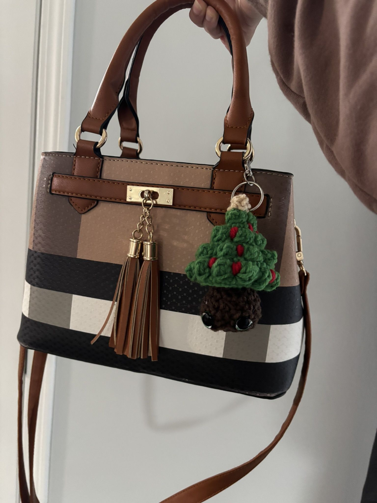 Christmas Tree Pop It Crochet Keychain