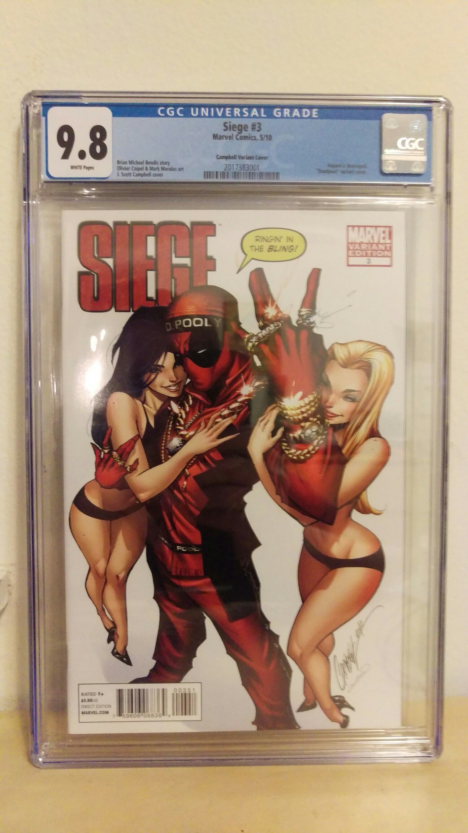 Siege #3 Deadpool Variant comic CGC 9.8