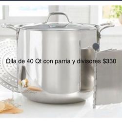Olla De 40 Qt Con Parrilla Y División 