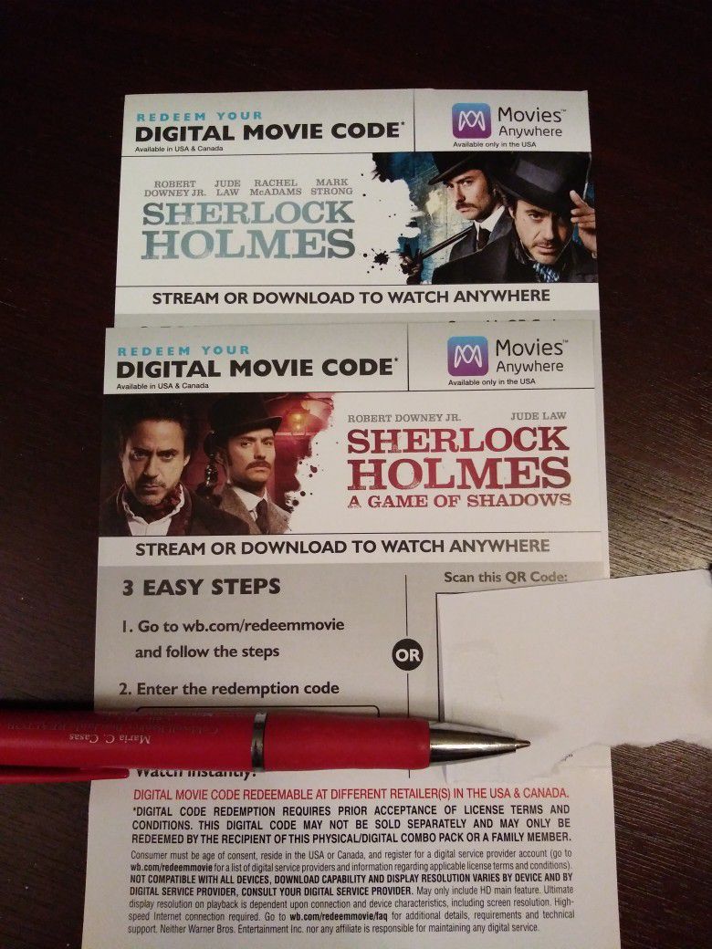 Sherlock Holmes 4K Digital Movie Codes