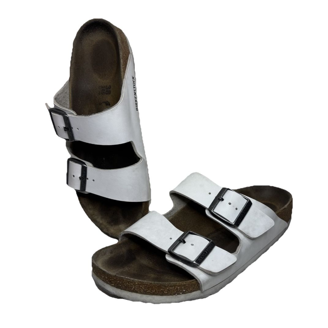 Birkenstock Arizona Women's 38/7 Birko-Flor White Leather Sandals Slip On Slide