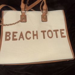 Beach Tote" Natural & Luggage Large Tote Bag by Cee Klein New York