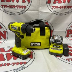 Ryobi ONE + PCL206 18V Cordless 1/2 in. Drill / Driver Set w/ Charger & Two Batteries 11060193