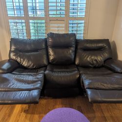 Black Leather recliner Sofa 