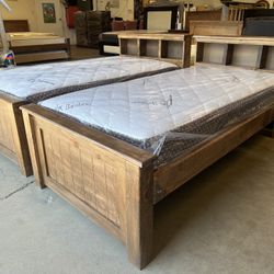 2 Brown Twin Bookcase Beds And Mattresses 