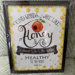 🐝 New! Kind Words Are Like Honey Proverbs Wall Sign