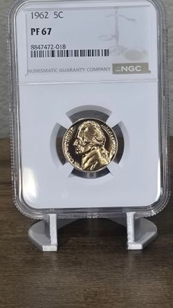 1962 Jefferson Nickel NGC PF67 Proof 5C Certified Coin