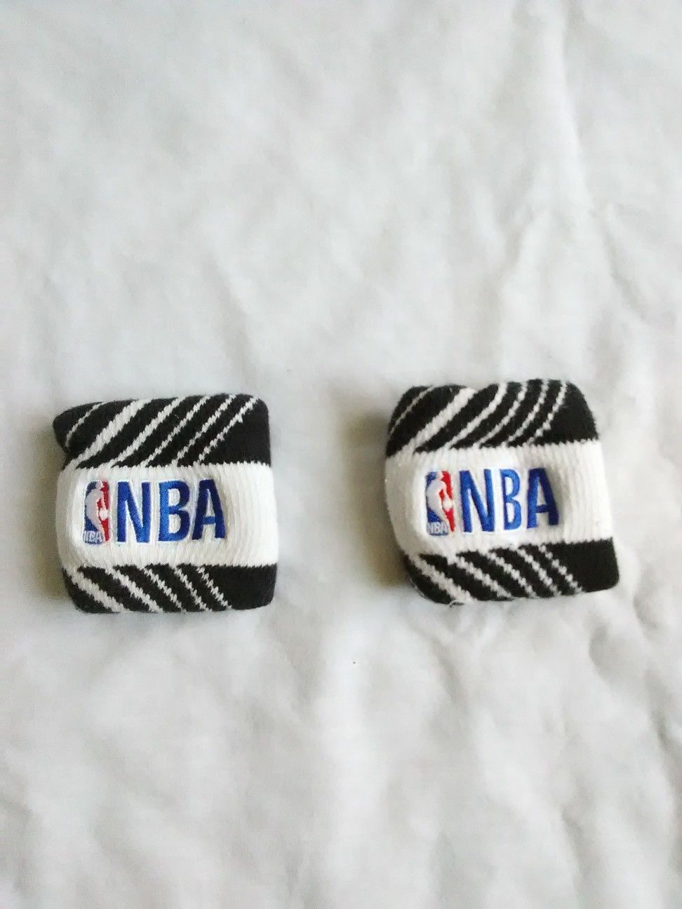 1 Pair NBA Embroidered Logo Sweatbands Wristbands Fitness Exercise Performance Comfort Black & White