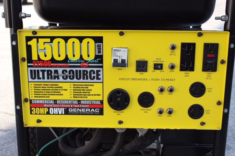 Generac 15000W 22500 SurgeW 30HP Generator Ultra Source Guardian for