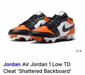 Nike Air Jordan 1 Low TD Cleat Mens Sz 10 Shattered Backboard Orange FJ6245-801