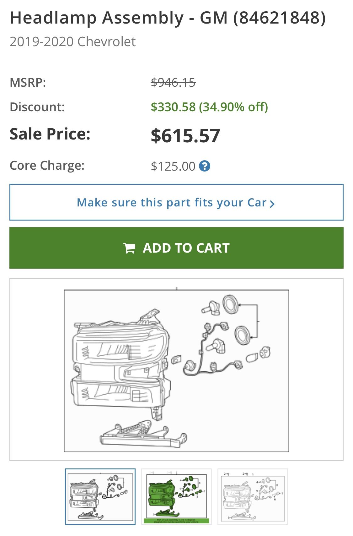 2019 - 2020 Silverado 1500 Left Headlight