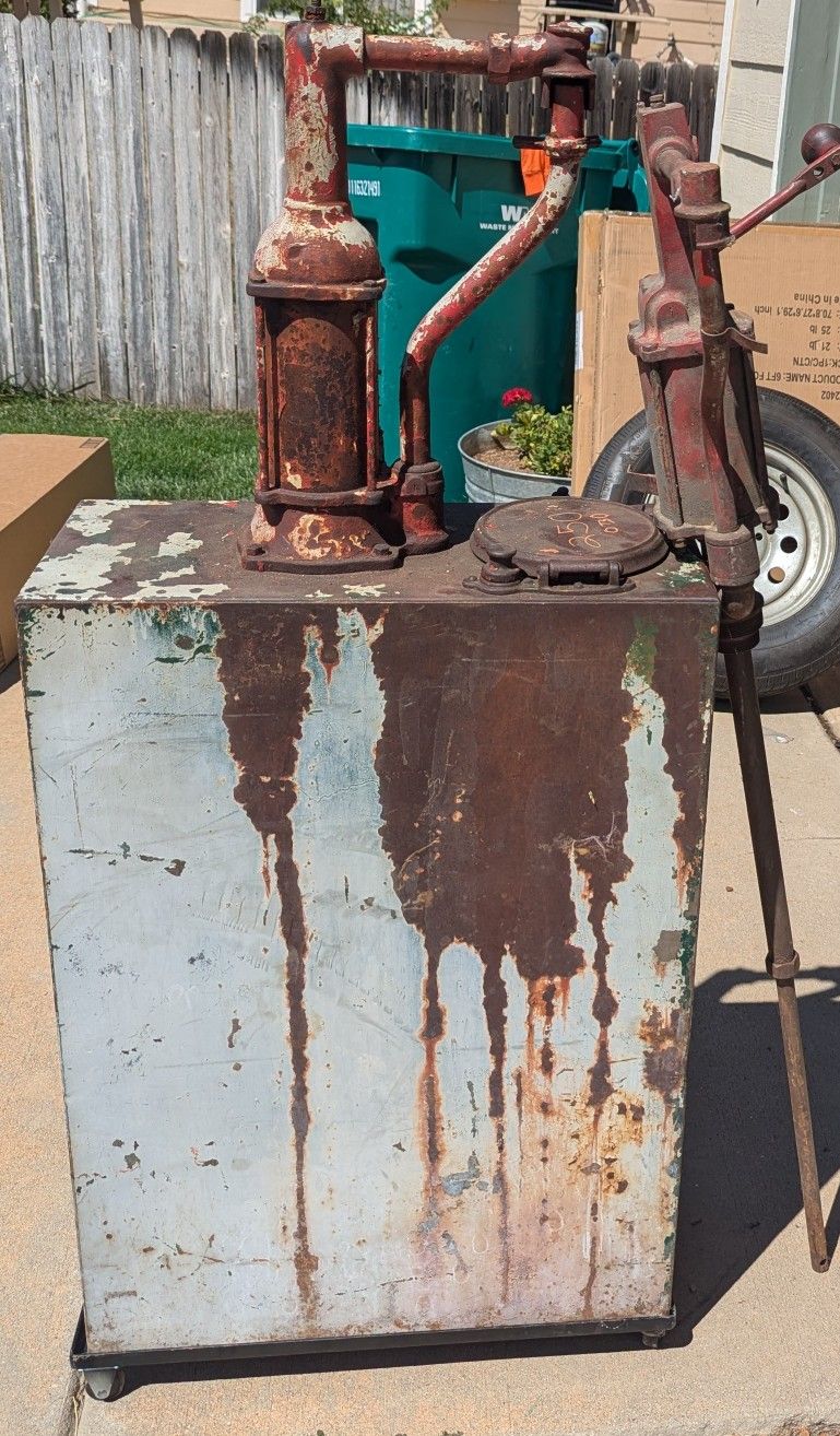 Oil Storage And Dispensing Lubester. 2 Pumps Stainer, Measuring Dip Stick