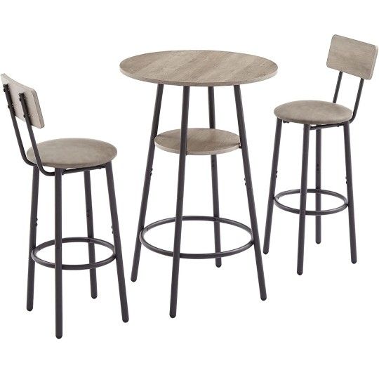 Bar Table with Chairs (Grey)