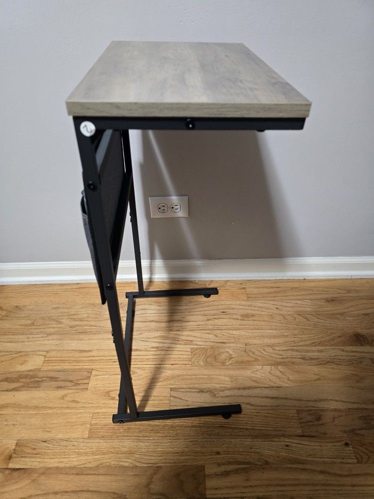 Vagusicc C Shaped End Table, 33'' Tall Side Table for Couch, Adjustable Height Small Couch Side Table for Small Spaces, End Tables for Living Room, Sl