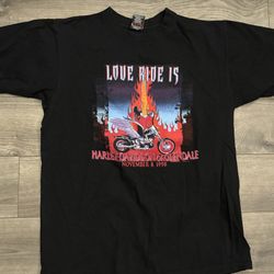 Vintage Harley Davidson T-shirt Love Ride 15 Large 1998 Glendale CA Motorcycle