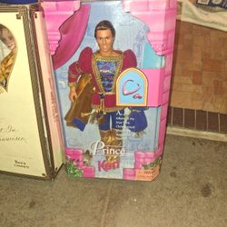 This image shows a 1997 Barbie Classic Fairy Tale Rapunzel Series Prince Ken doll by Mattel, model 18080. 