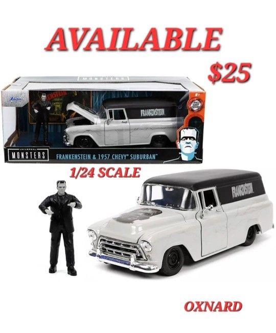 1957 CHEVY SUBURBAN W/ FRANKENSTEIN FIGURE 1/24 scale DIECAST