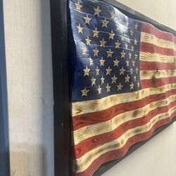 Wavy wooden USA flags