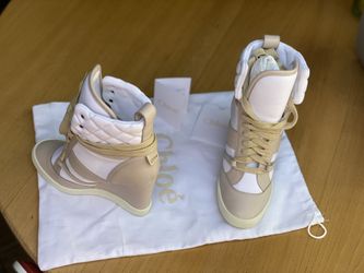 Chloe two-tone, leather calf-skin platform sneakers 37.5
