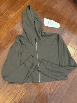 Olive Waffle Knit Zip-Up Hoodie